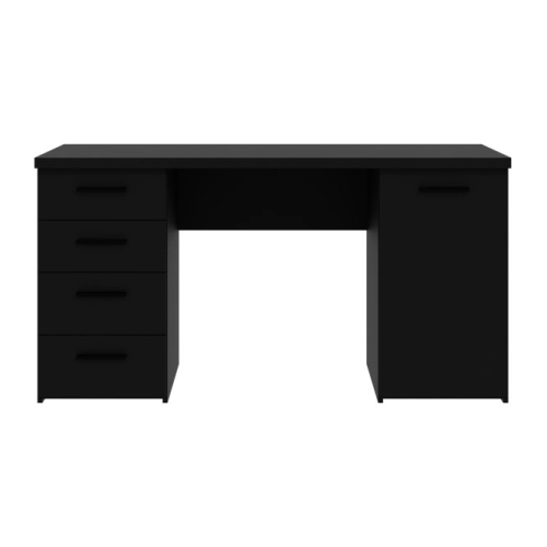 Czarne biurko 145x60 cm z 4 szufladami i szafką